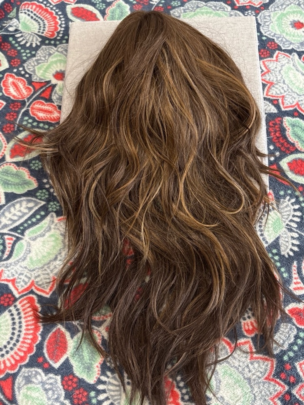 Angelix-Women's Long Wavy Wig- Brown with Blonde Highlights